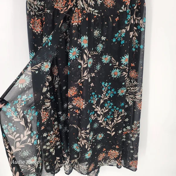 Boutique+ Floral High-Low Duster Kimono Black Women’s Size 1X - Image 10