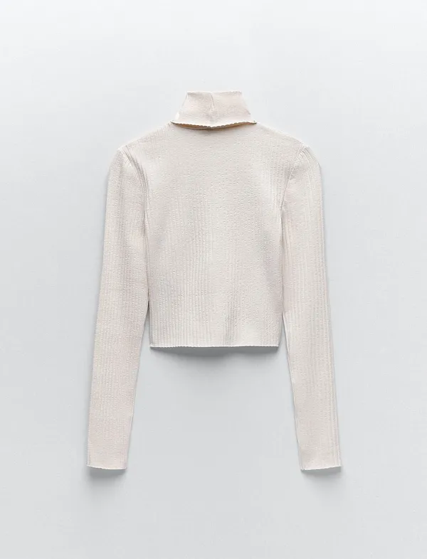 ZARA Nwt Ribbed Cropped Turtleneck Sweater Top Blouse - Image 5