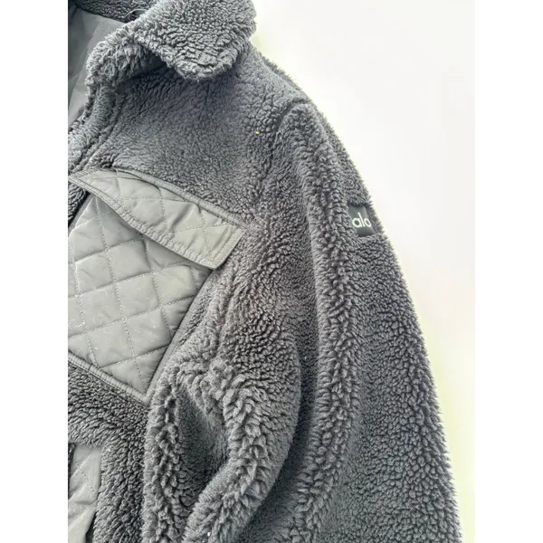 Alo Yoga Black Sherpa Edge Shacket M - Image 7