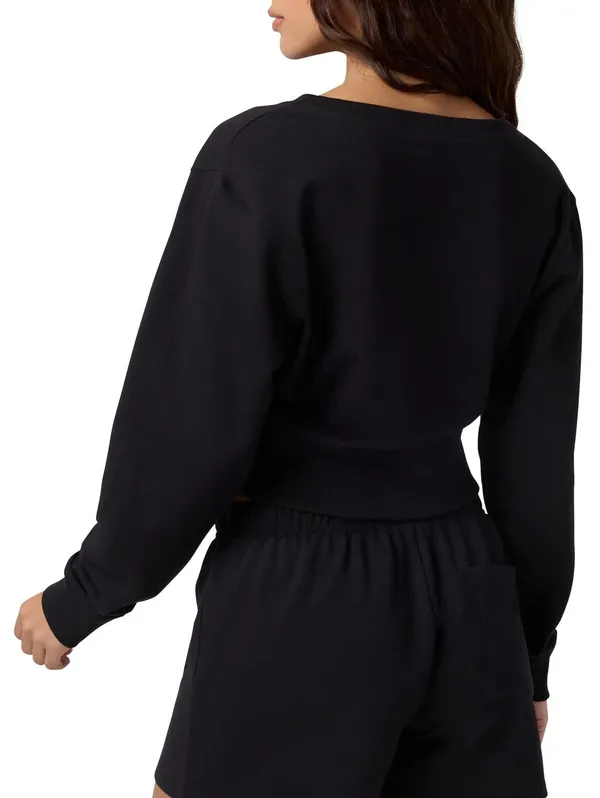 Florence by Mills 2004 Split Neck Sweatshirt NWT Black Large - Image 2