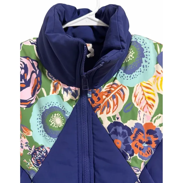 Anthropologie Daily Practice Puffer Vest Blue Patchwork Women's Size Medium‎ - Image 3