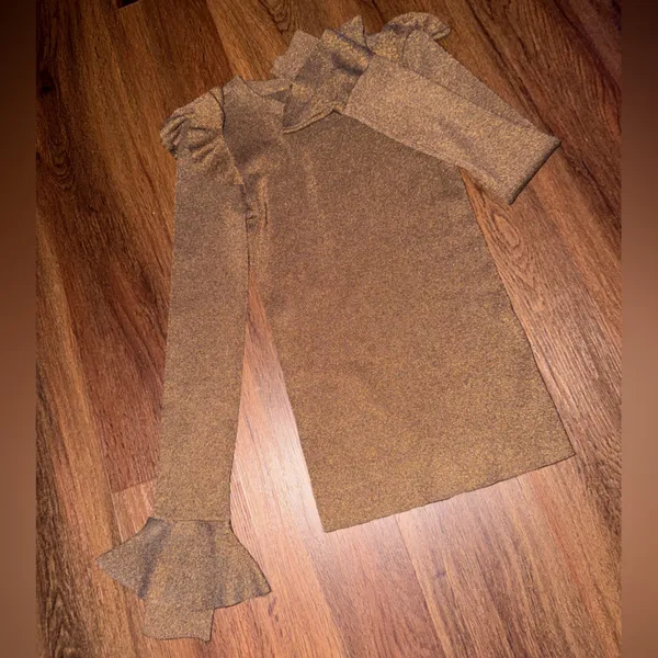 Alice + Olivia $295 bronze metallic mirror sweater knit revolve ruffle xs winter - Image 3