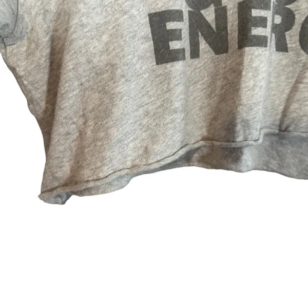 Aerie Gray Cotton Short Sleeve Good Vibes Energy Cropped Top Women Sz M - Image 4