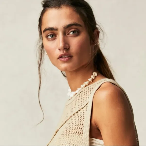 Free People Heatwaves Choker in Top Shell NWT Shells Leather Suede Bohemian - Image 6