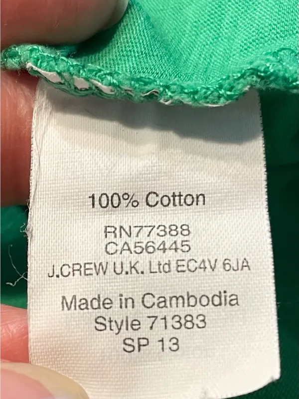 J Crew Vintage Cotton Kelly Green T Shirt Women Scoop Neck Short Sleeve Sz L - Image 3