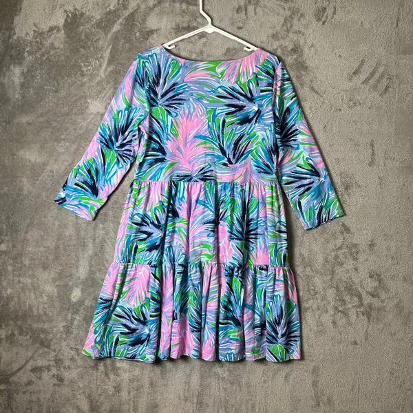 Lilly‎ Pulitzer 3/4 Sleeve Beach Bash Geanna Dress Swing Flounced Hem LG Coastal - Image 4