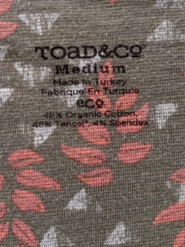 Toad & Co Rosemarie Dress Organic Cotton Olive Green Leaf Print Womens M - Image 10