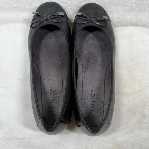 Vionic Minna Black Leather Ballet Flats Orthotic Arch Support Shoes Size 7 - Image 8