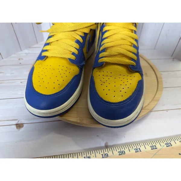 Nike Air Jordan Reverse Laney High Top Colorblock Sneakers Blue/Yellow Size 10.5 - Image 3