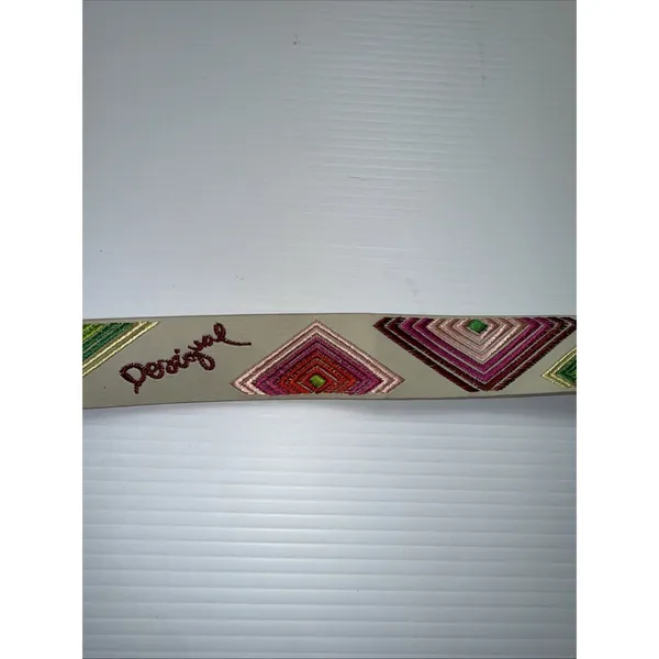 Unique Desigual Authentic White‎ Brightly Embroidered Belt Boho - Image 10