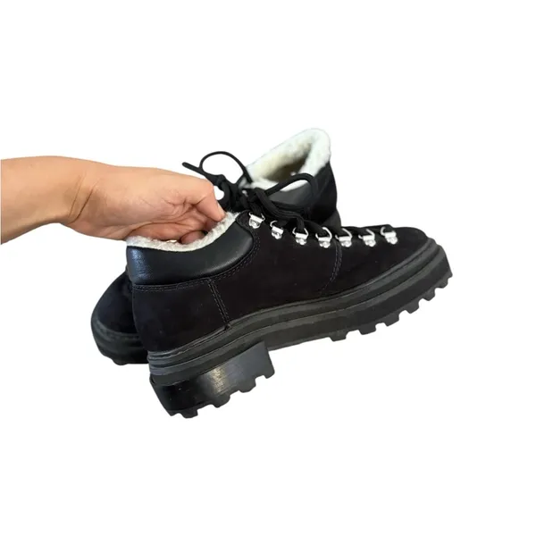 SCHUTZ Lucille Lace Up Sherpa Leather Suede Clogs Mules Sneakers - Image 3