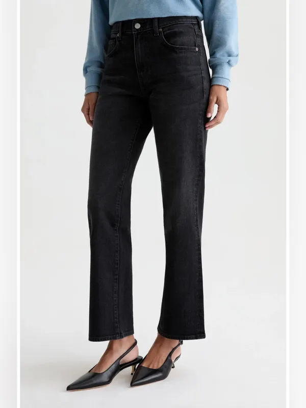 AG Brinley Mid Rise Straight Leg Dark Charcoal Black Jeans 28 - Image 14
