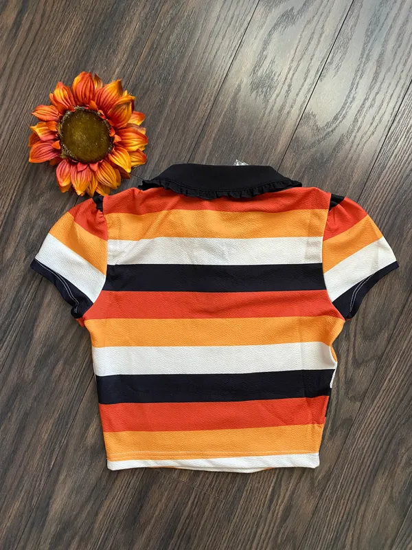 Unique Vintage NWT  Candy Corn Stripes Crop Top SMALL - Image 5
