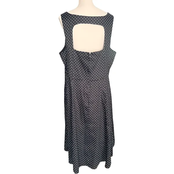 Torrid Black White Polka Dot Sweetheart Cutout Back Fit Flare Midi Dress Size 18 - Image 5