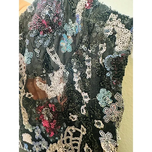 Bronx & Banco Black Sequin Multicolored Sweetheart Neckline Jumpsuit Size S - Image 15