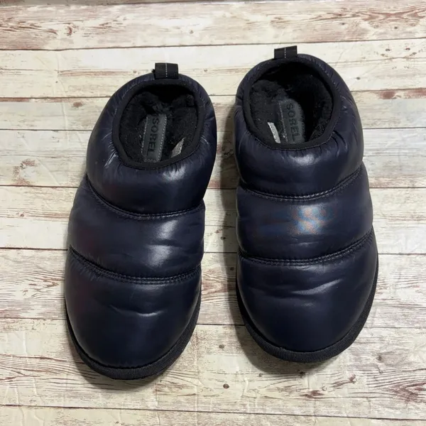 Sorel Hadley Slippers Quilted Navy Blue Puffy Nylon Women's 8 Cozy Warm - Image 2