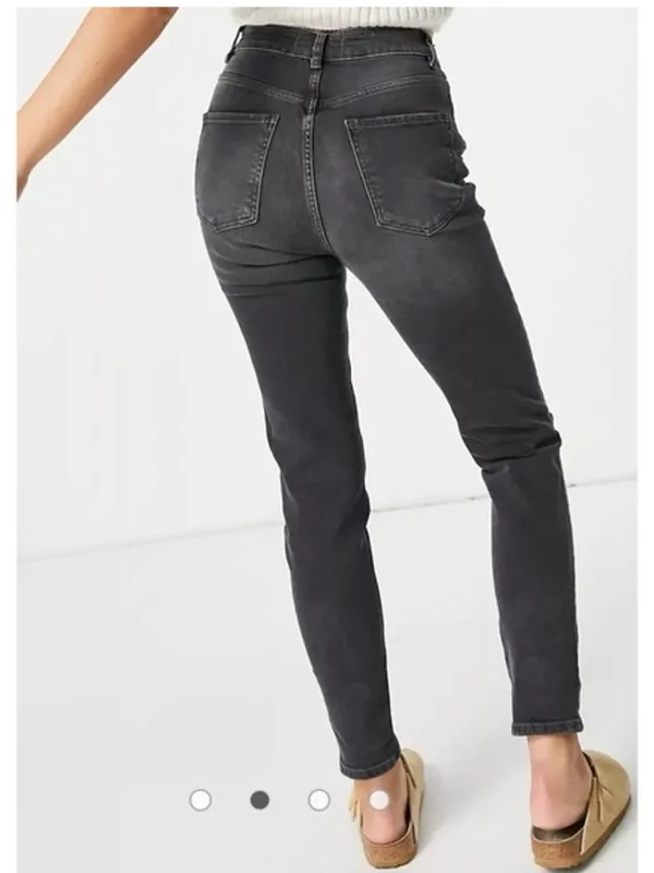 Free People We The Free Zuri Mom Jeans Washed Black Distressed Size 28 - Image 2