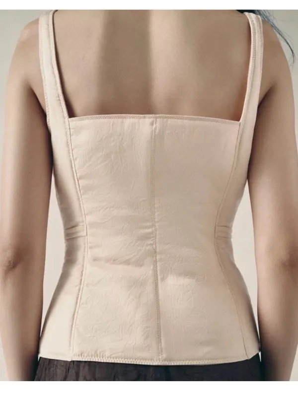 Zara Padded Corset Bustier Structured Satin tank top S neutral / beige S - Image 3