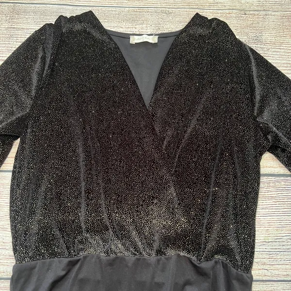Altar'd State Black Gold Glitter Bodysuit Womens Medium‎ Long Sleeve Party Top - Image 7