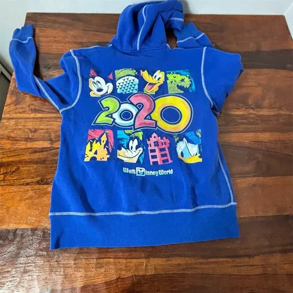 Disney Parks 2020 Walt Disney World Blue Full Zip Hoodie Mickey Donald Medium - Image 2