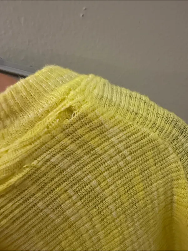 Anthropologie Yellow Slouchy Waffle-Knit Off-The-Shoulder Long sleeve top M - Image 6
