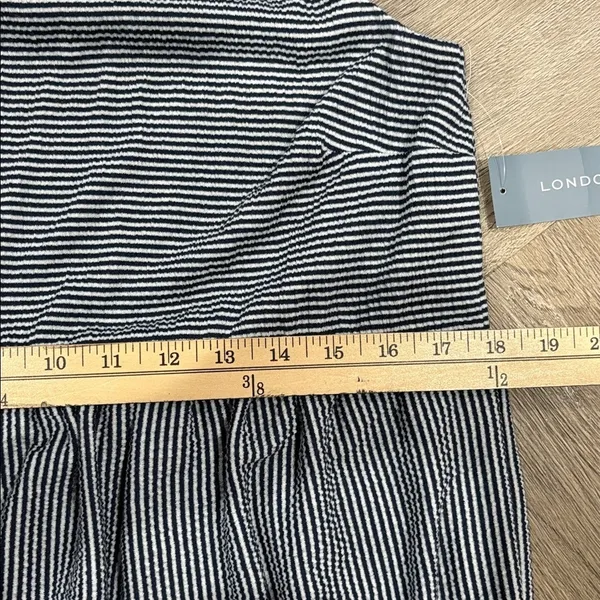 London Times White Navy Stripe Trapeze Tiered Midi Dress Size 6 - Image 10