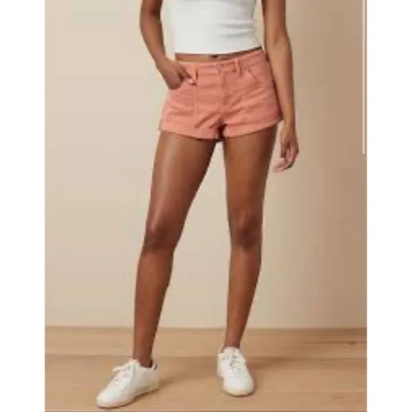 American Eagle sz 14 Pink Denim Easy Shortie Pockets Relaxed Streetwear Everyday - Image 3