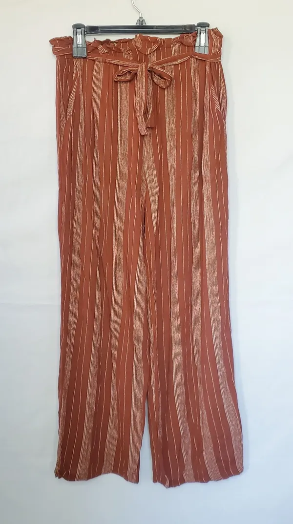 Boutique Rust Pinstripe Wide Leg Pants Size M - Image 4