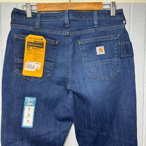 Carhartt Rugged Flex Relaxed Mid‎ Rise Fit Dark Blue Straight Leg Jeans Size 8T - Image 5