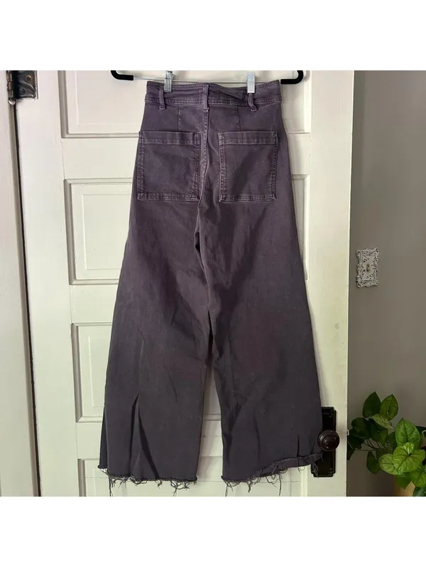 purple straight-leg high-waisted Zara marine jeans - Image 2