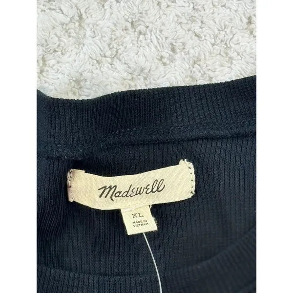 Madewell Black Ribbed Long Sleeve Crew‎ Neck Top XL New with Tags NWT - Image 6
