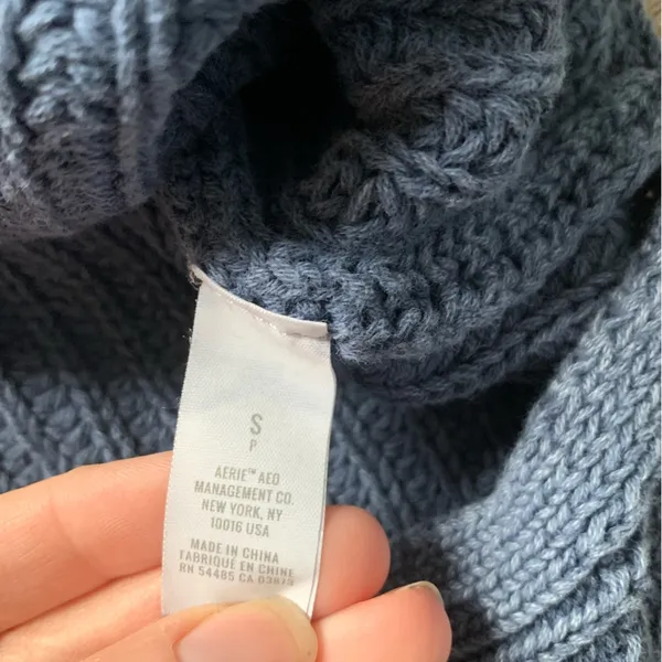 Aerie Ribbed Oversized V-neck Blue Sweater S - Image 3