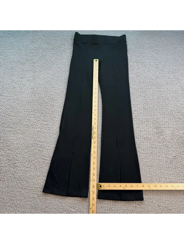 Wild Fable Black Ribbed Split HemcFlare Pants Women XS High Rise Stretch - Image 4