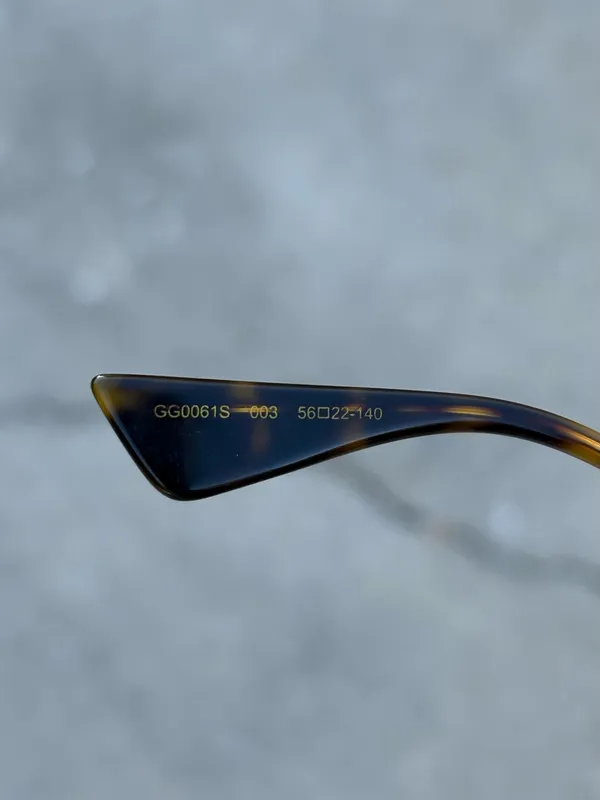 Gucci GG0061S brow bar round sunglasses 56mm gold frames green gradient lenses - Image 15