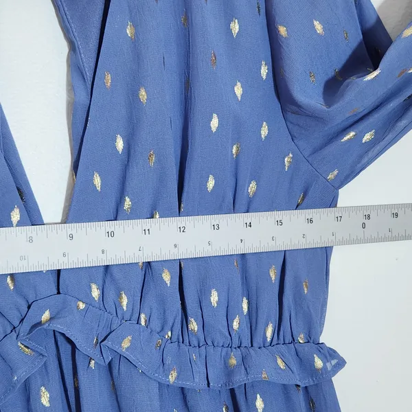 She + Sky Blue and Gold Boho Maxi Dress Size Large Wedding Guest Dress - Image 6