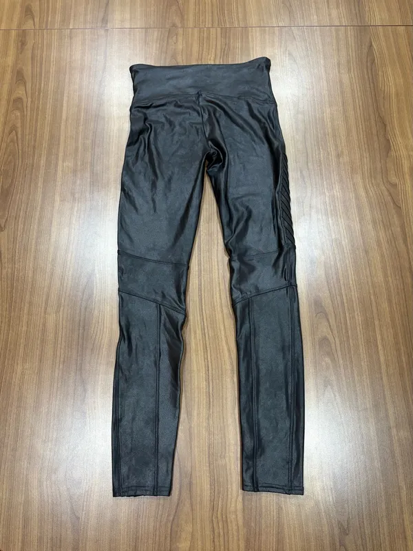 SPANX Black Faux Leather Moto Leggings High Rise Shaping - Image 2