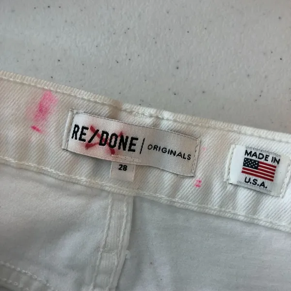 Re/Done Womens Jeans High Rise Ankle Crop Stretch Button Fly White 28 - Image 8