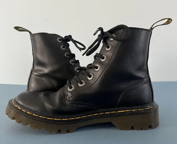 Dr. Martens Luana Black Leather Air Wair Combat Lace Up Boots - Image 5