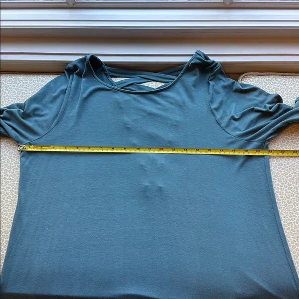 American Eagle Dark Teal Green Long Sleeve Criss Cross Back swing dress size XL - Image 10
