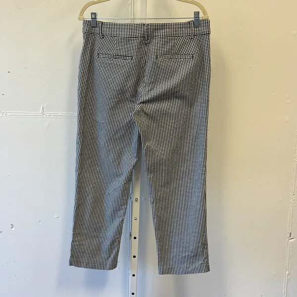 LOFT The Riviera Slim Gingham Houndstooth Pants Black White Check Cropped Size 8 - Image 2