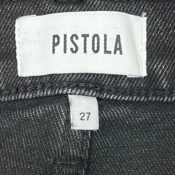 Pistola Cassie Crop Straight Jeans 27" Black Box Super High Rise Creased Denim‎ - Image 3