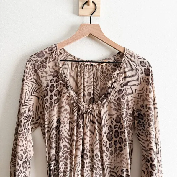 Rebecca Taylor Mid-2000s 100% Silk Leopard Print Dress Size 6 - Image 5