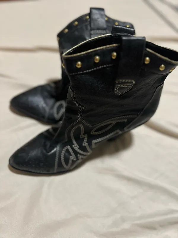 Leather western ankle boots Black Size 11 - Image 4