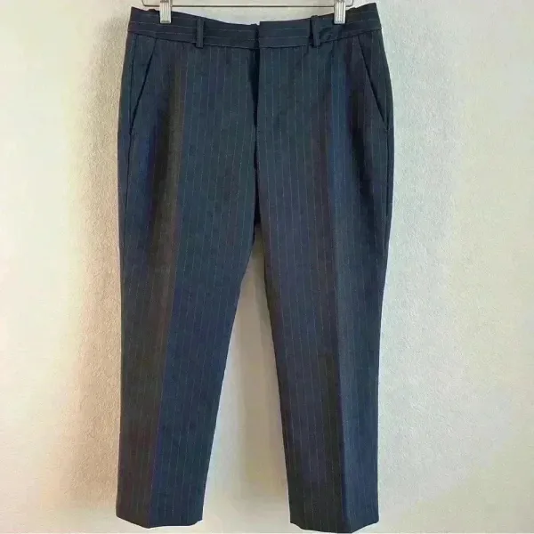 Zara Woman Navy Blue‎ Pin Dot Stripes Business Casual Pants Size M - Image 7