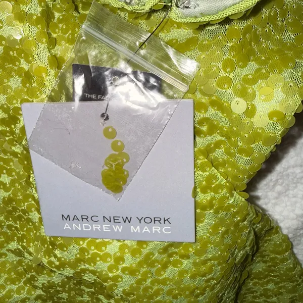 Marc New York Andrew Marc Lime Green Sequin Mini Dress Women's Size 14 NWT - Image 5