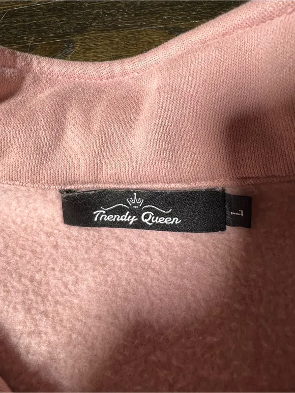 Trendy Queen Pink Quarter-Zip Fleece Mock Neck Sweatshirt Large - Image 6