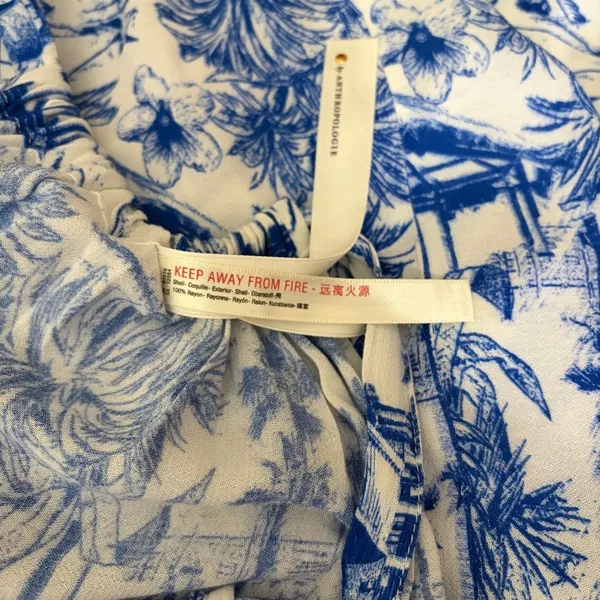 By ANTHROPOLOGIE Jasmine Tiered Cover-Up Dress Maxi Tropical Toile Blue Medium‎ - Image 12