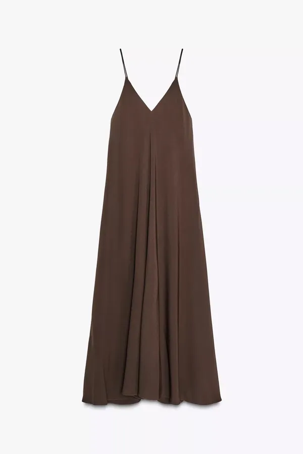 Zara ze collection Brown flowy bohemian casual Sleeveless Dress - Image 2