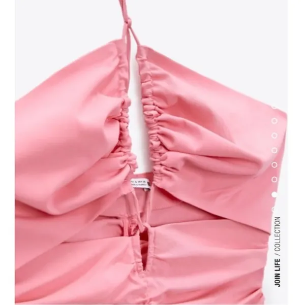 Zara Pink Ruched Halter-Style Mini Dress - Image 5