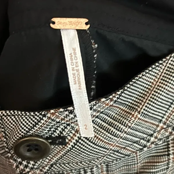 Free People Extreme Tailored Wide-Leg Pants Plaid Gray Women’s Size 2 - Image 6